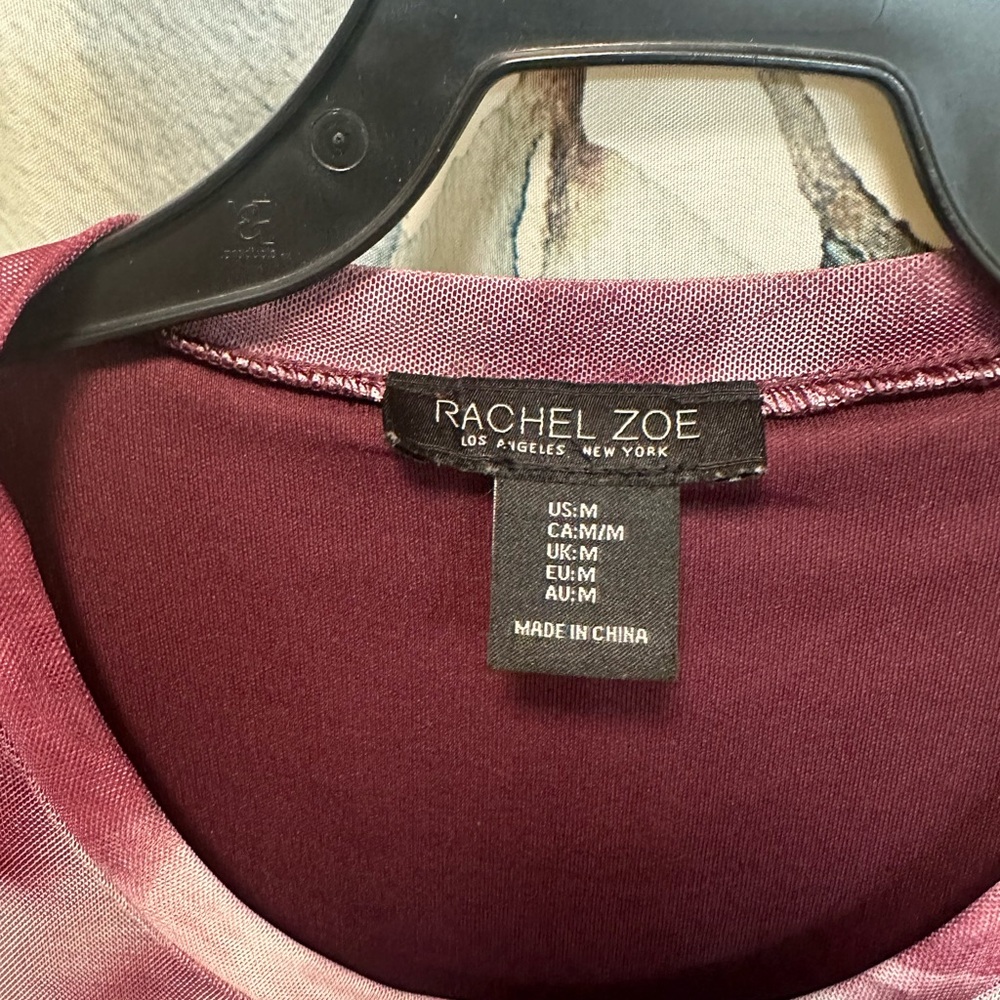 Rachel Zoe Maroon and White Long Sleeve Dress - Picture 6 of 6